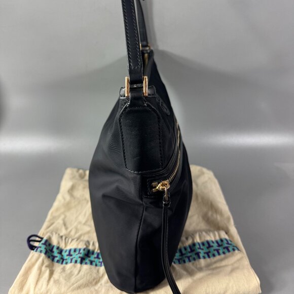 Authentic TORY BURCH Black Nylon Leather Shoulder Bag - Picture 6 of 15